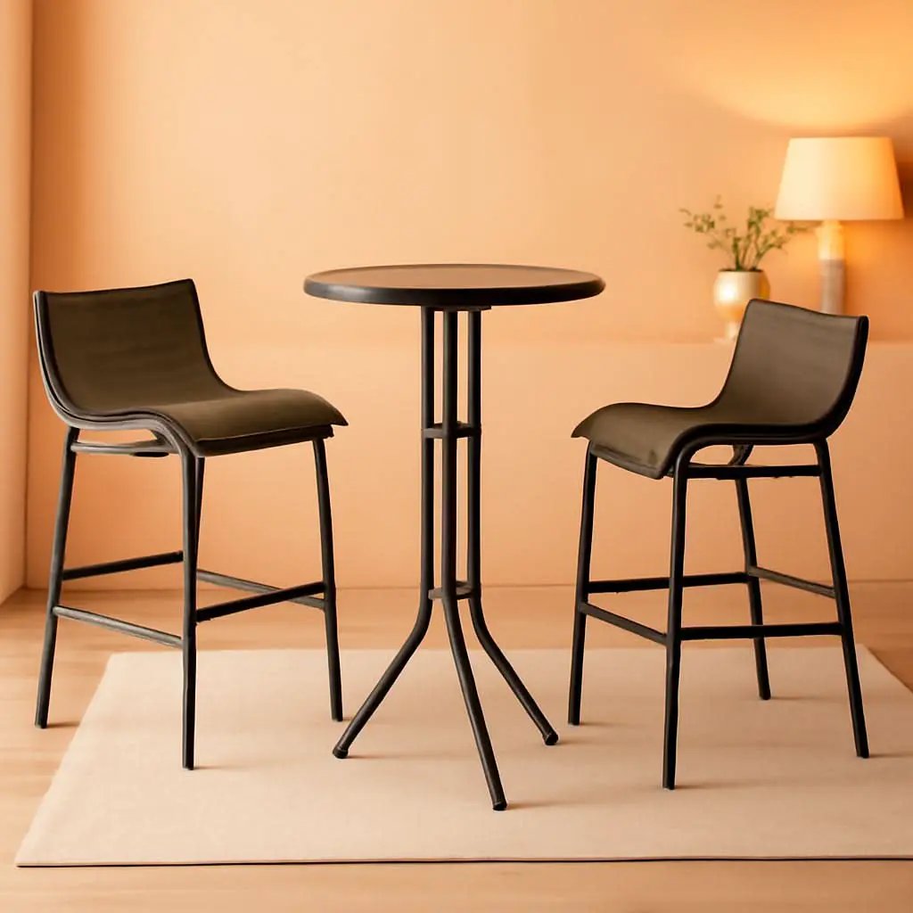 3 Piece Bar Height Outdoor Bistro Set For 2 With Tan Chairs For Outdoor Patio Use from PriceLows™