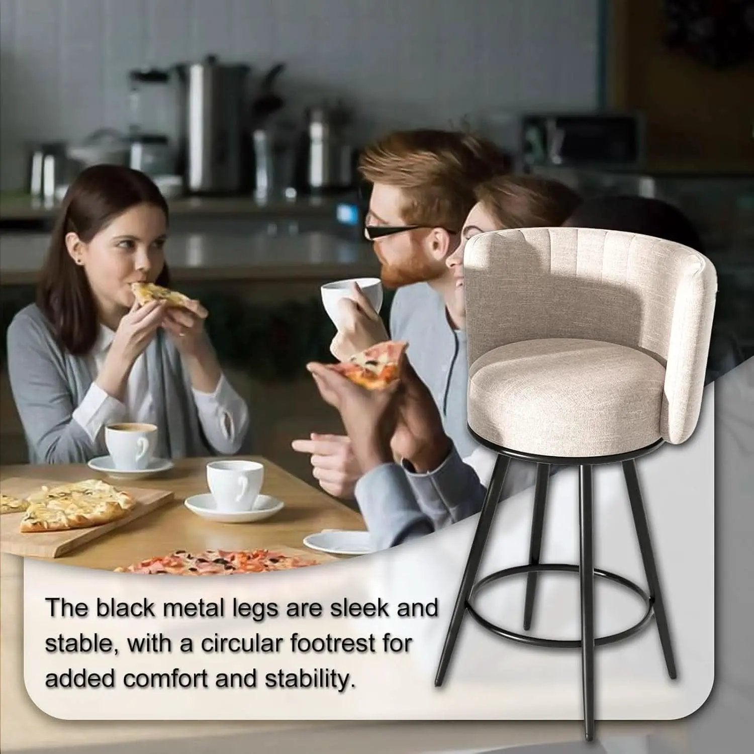 Stylish Swivel Bar Stools Set of Two Beige from PriceLows™