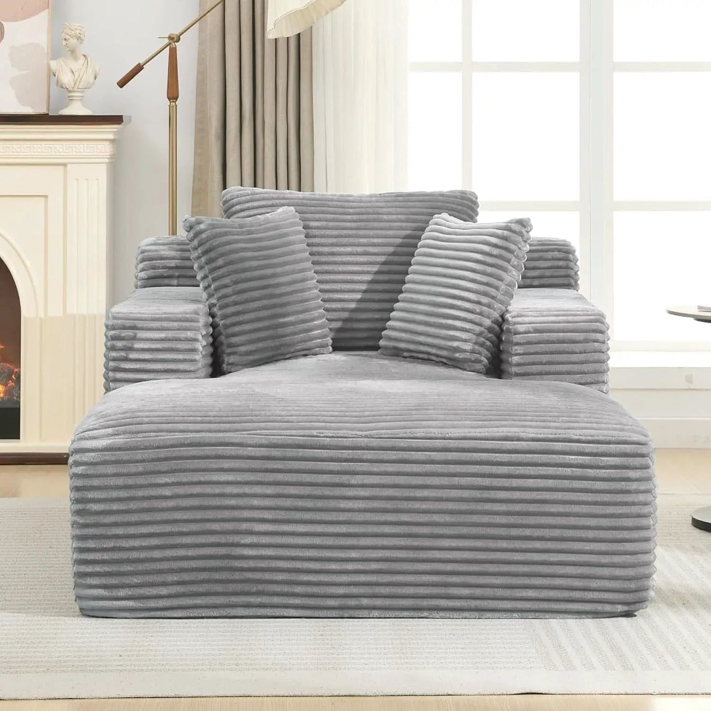 Oversized Chaise Lounge With Deepseat Corduroy Upholstery from PriceLows™