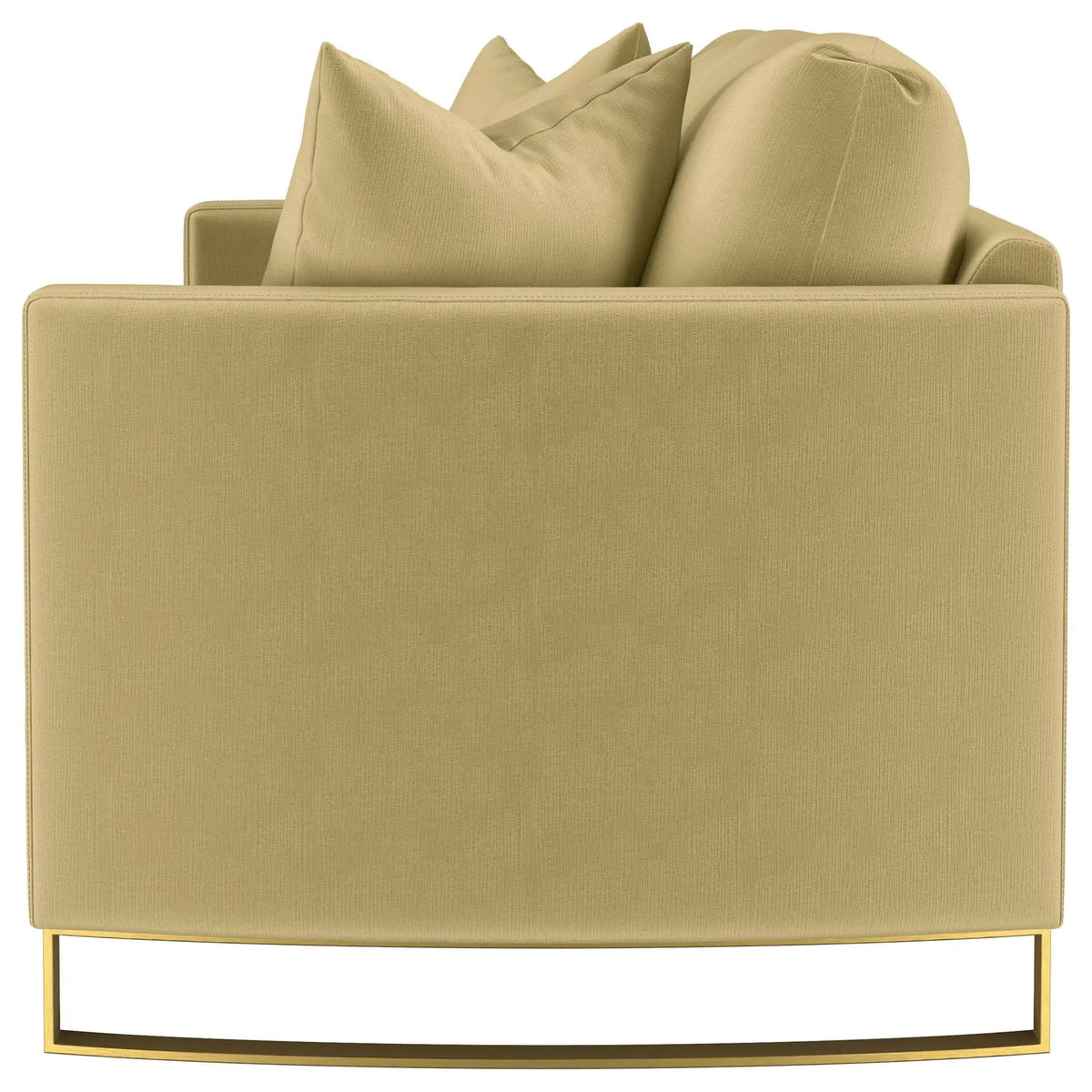 Corliss Upholstered Curved Track Arm Sofa Camel | 91 x 36.5 x 36 in | Velvet & Stainless Steel | Living Room