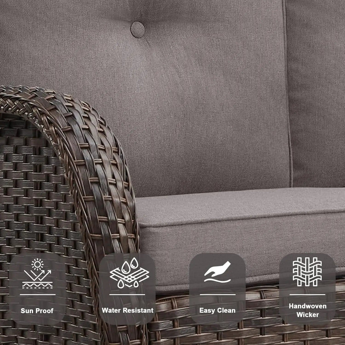 6 Piece Outdoor Patio Conversation Set Brown Wicker from PriceLows™