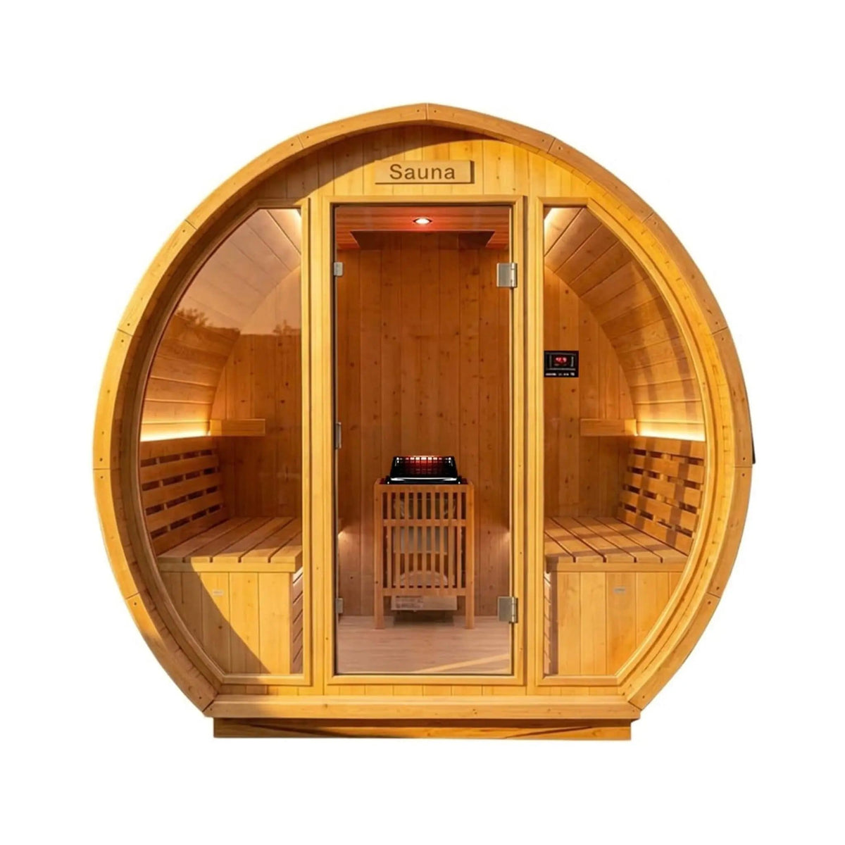 Varenna 6-Person Outdoor Traditional Carbonized Spruce Barrel Sauna | 6-Person | Spruce | Outdoor Living
