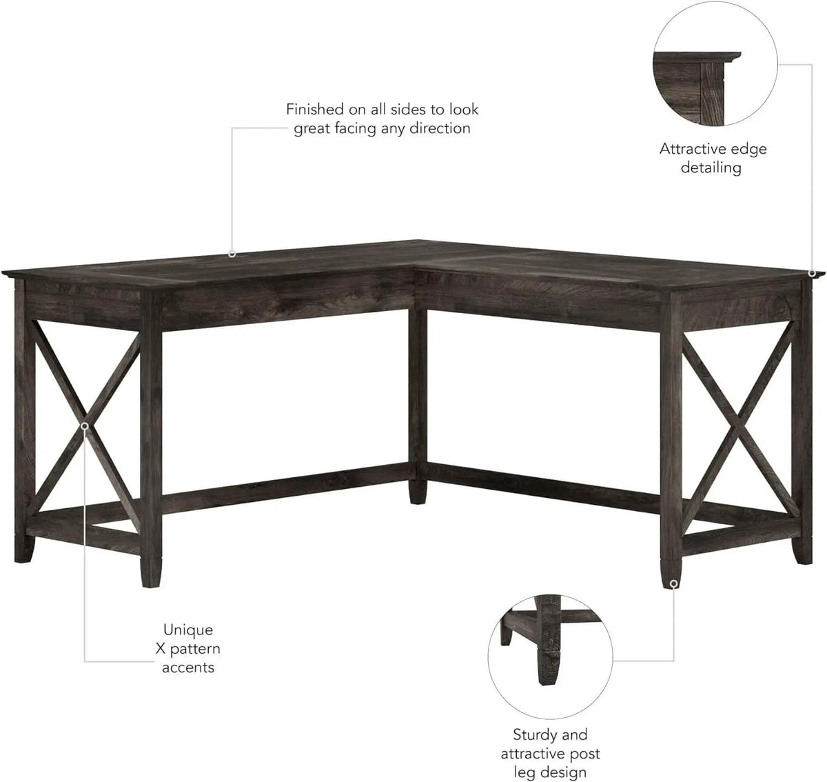 60 Inch L Shaped Desk Modern Farmhouse Home Office from PriceLows™