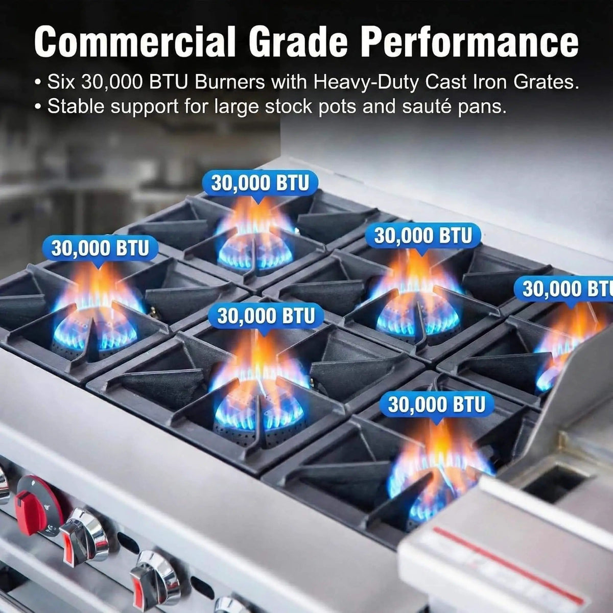60 Inch Commercial 6 Burner 276K BTU Gas Range With Dual Ovens, Griddle And | 60 Inch | 6-Burner | Home