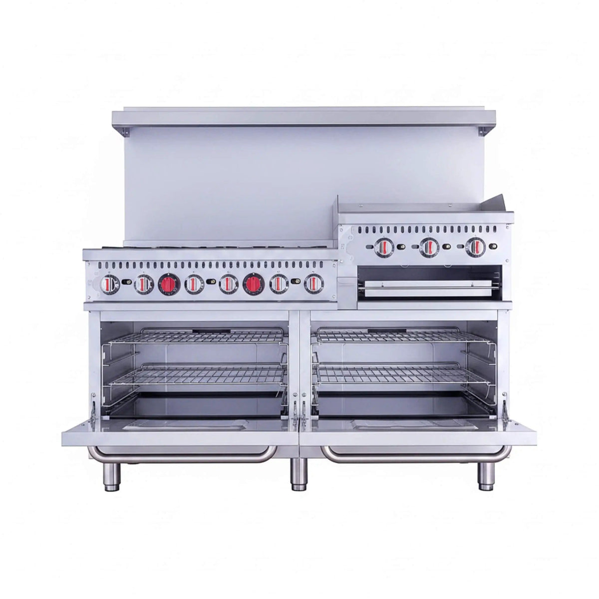 60 Inch Commercial 6 Burner 276K BTU Gas Range With Dual Ovens, Griddle And | 60 Inch | 6-Burner | Home