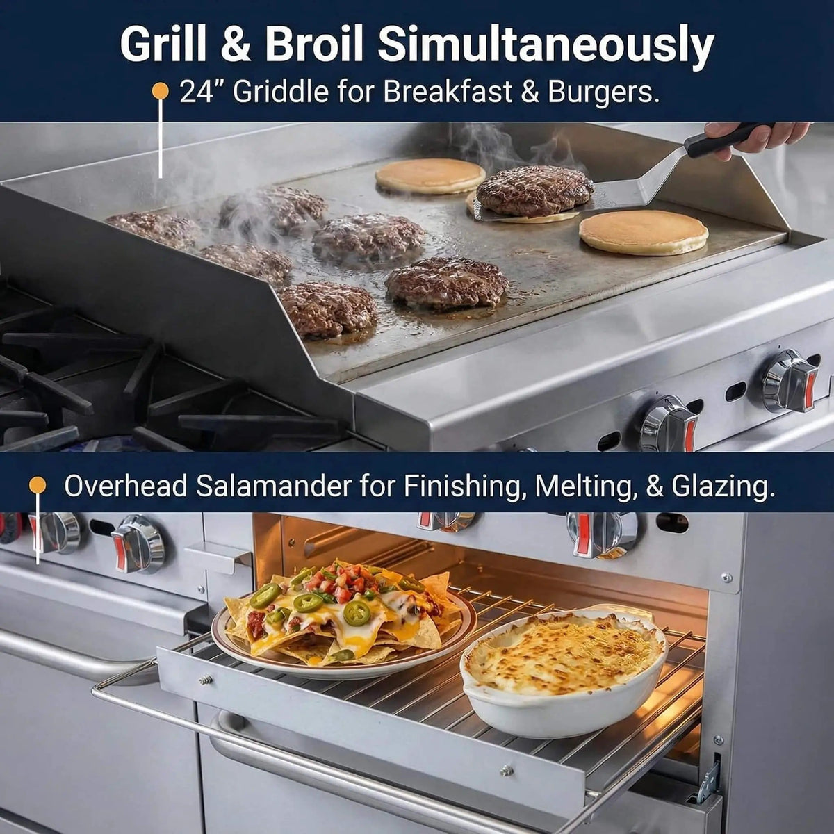 60 Inch Commercial 6 Burner 276K BTU Gas Range With Dual Ovens, Griddle And | 60 Inch | 6-Burner | Home