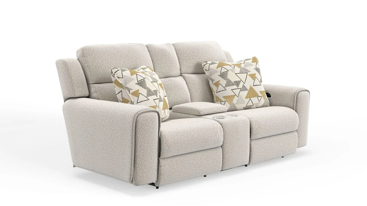 Micah Power Headrest Power Deep Seat Reclining Console Loveseat | 86 x 45 x 44 in | Living Room Furniture | Oatmeal