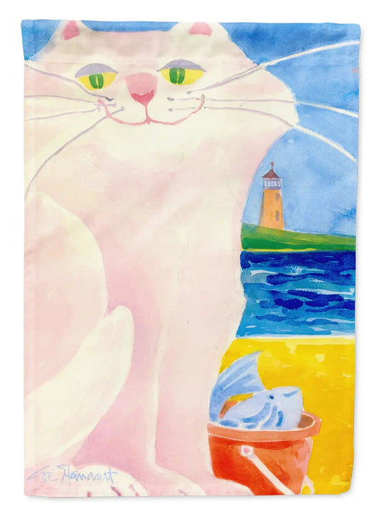 Big white Cat at the beach Garden Flag Mailbox Decorative Yard Banner Outside Patio Artwork for Flower Beds, Garden Size, Multicolor from PriceLows™