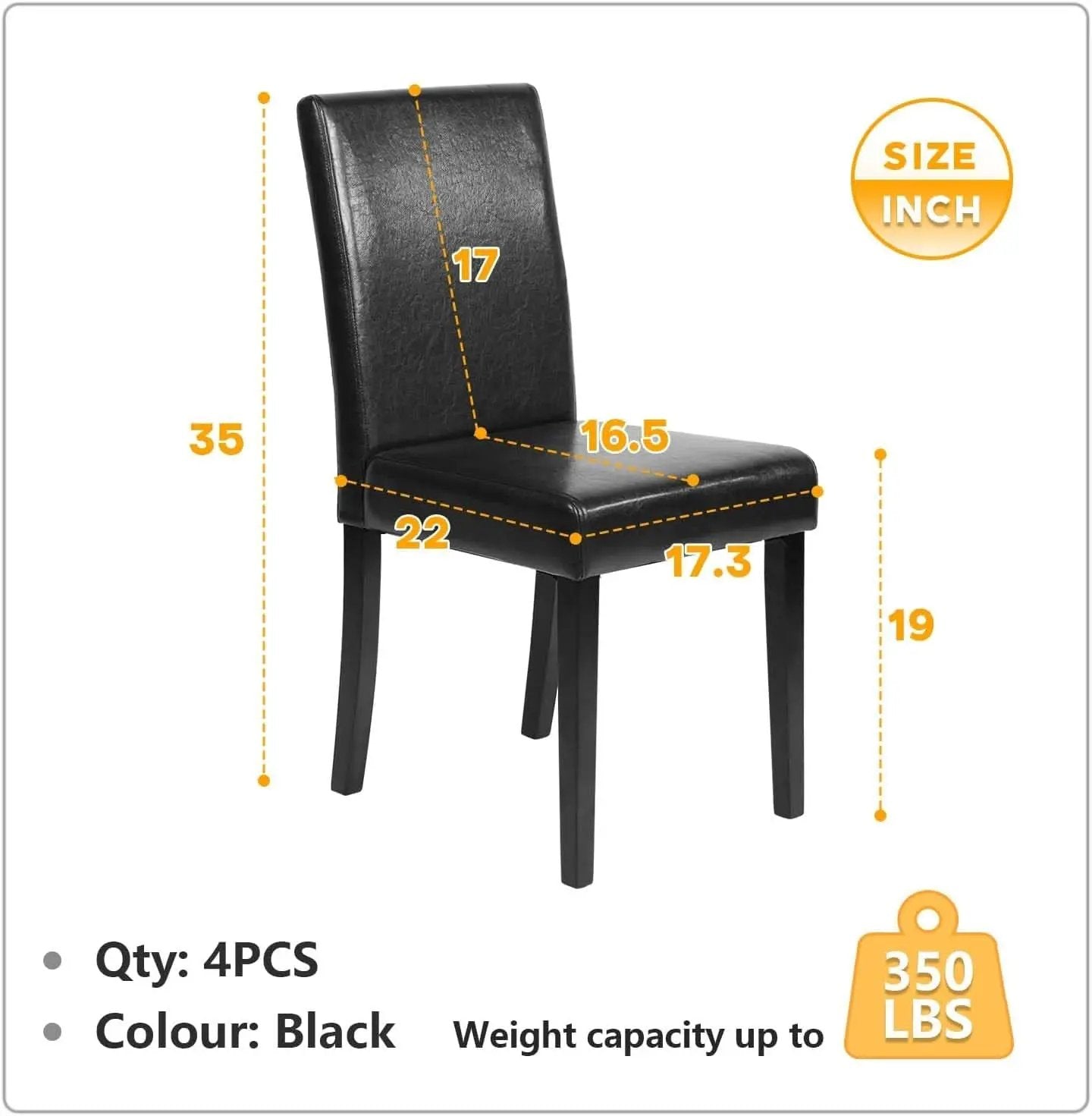 Dining Chairs Set Of 4 Waterproof PU Leather Cushioned With Wood Legs from PriceLows™