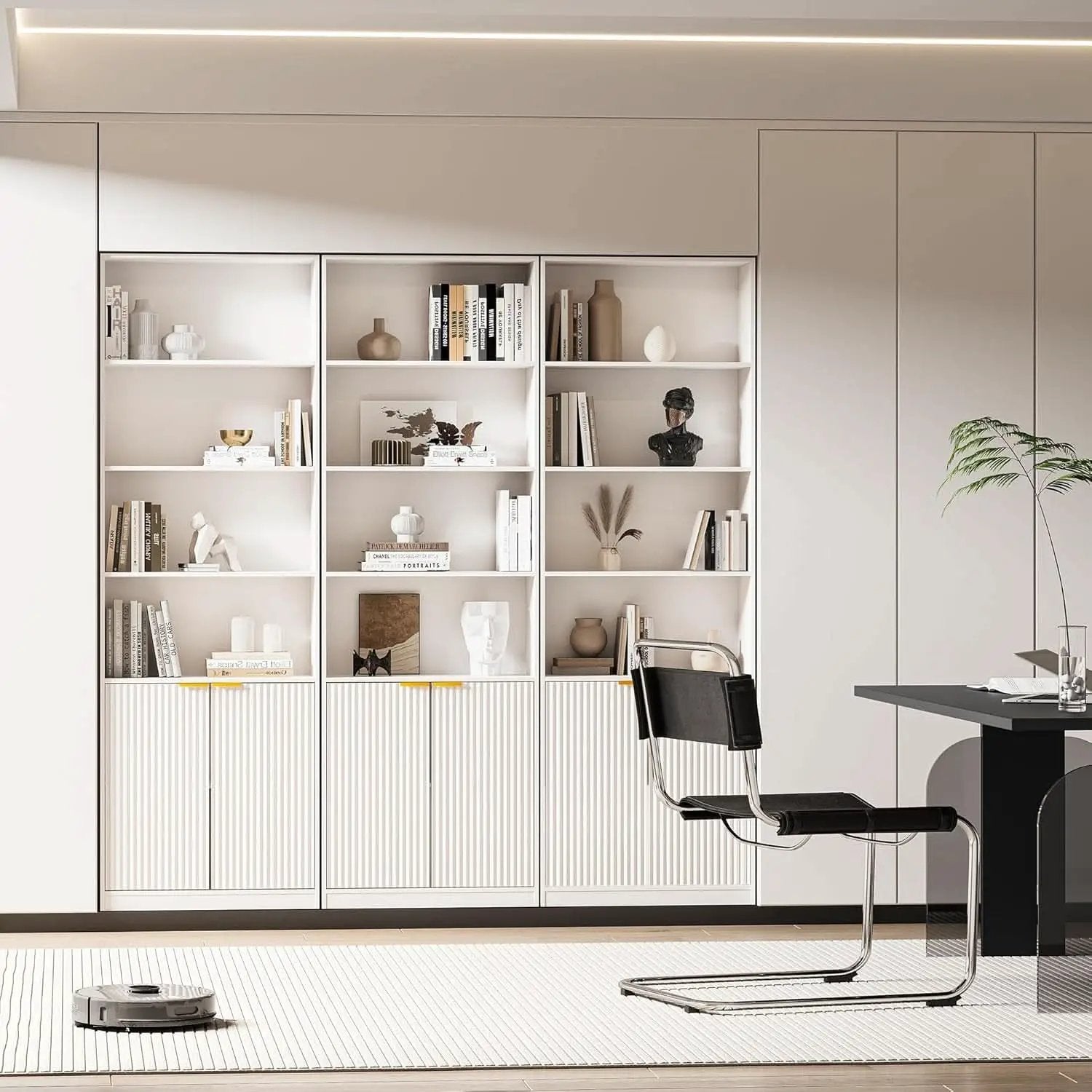 72 Inch Tall Bookcase With Doors 7 Tier Storage Enclosed Cabinets from PriceLows™