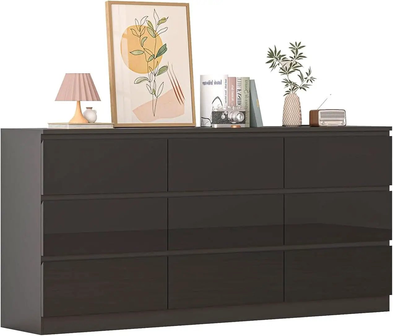 70 Inch Black Dresser With Built In Power Outlets Storage from PriceLows™