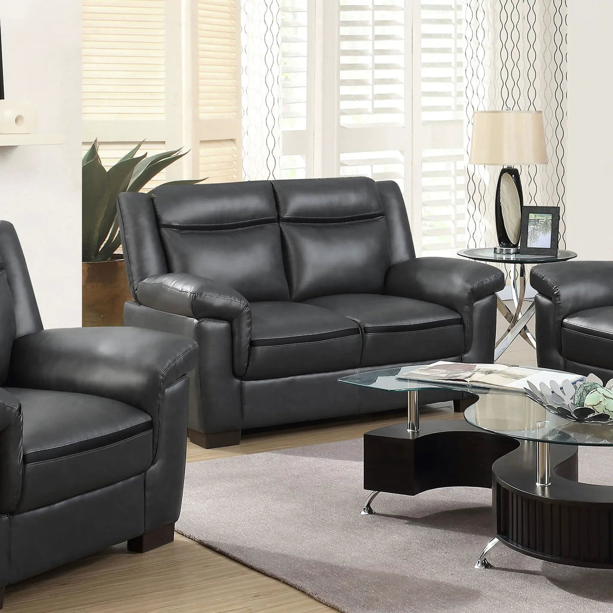 Arabella Upholstered Padded Arm Loveseat | 58.75 x 35 x 37.5 in | Living Room Furniture | Grey
