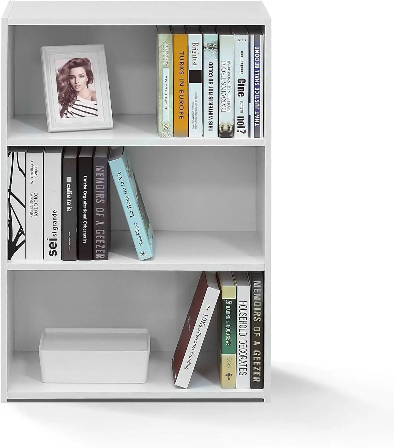 Soft White 3 Tier Bookcase With Open Shelves Living Room from PriceLows™