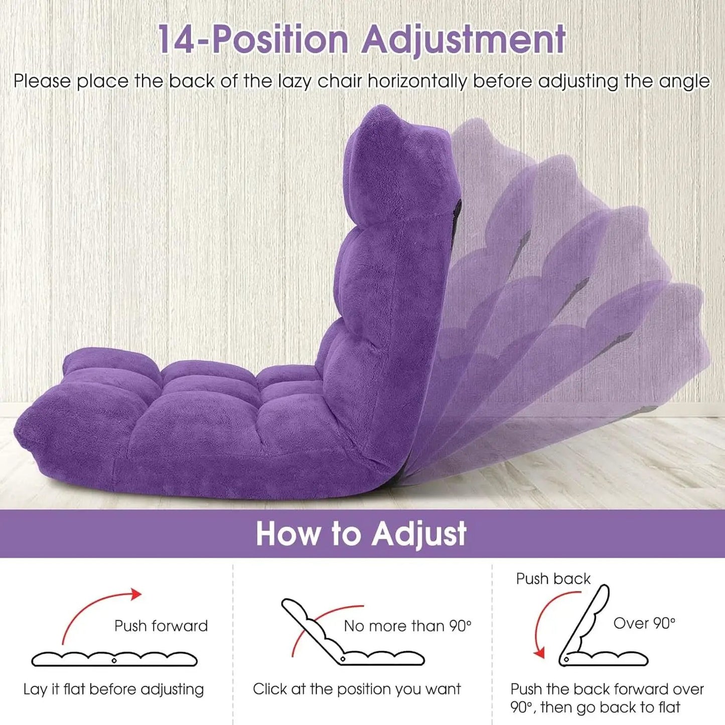 Purple Floor Chair With Back Support 14 Position Adjustable from PriceLows™