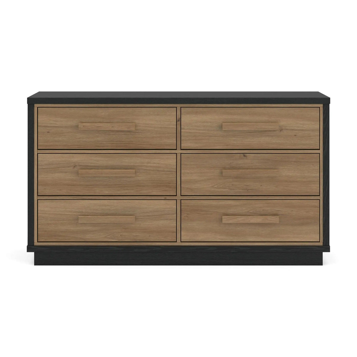 Kozmour Six Drawer Dresser | 58.03 x 15.63 x 33.07 in | Engineered Wood & Mdf | Black / Brown
