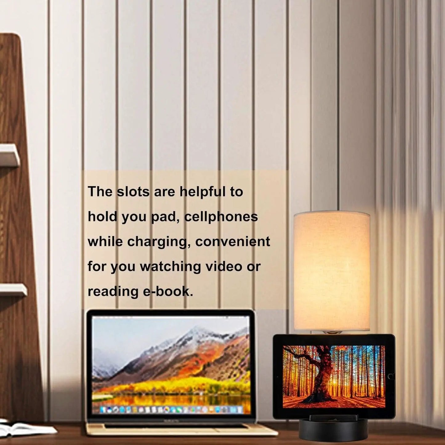 Table Lamp With 3 USB Ports And AC Outlet For Bedroom from PriceLows™