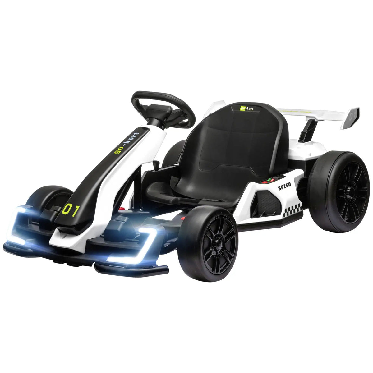 Electric Go Kart | 24V Motor | 7.5 MPH | White Adjustable Seat