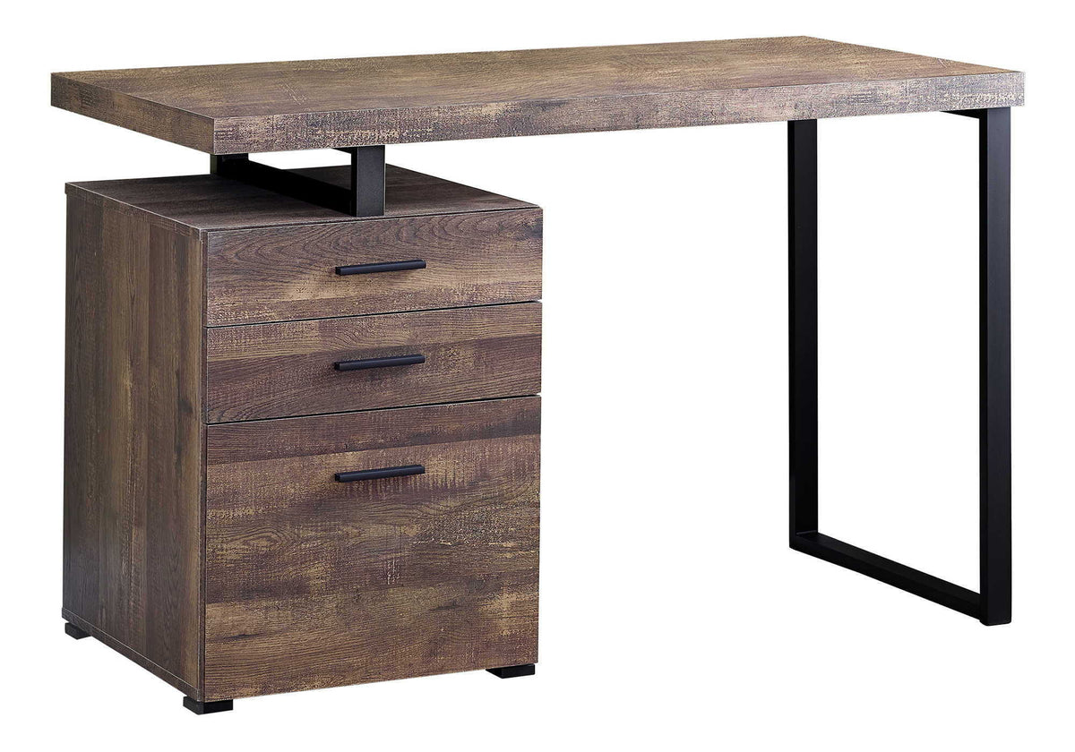 48 Inch Reversible Computer Desk | Laminate Finish | U-Shaped Metal Legs | Ample Storage Drawers