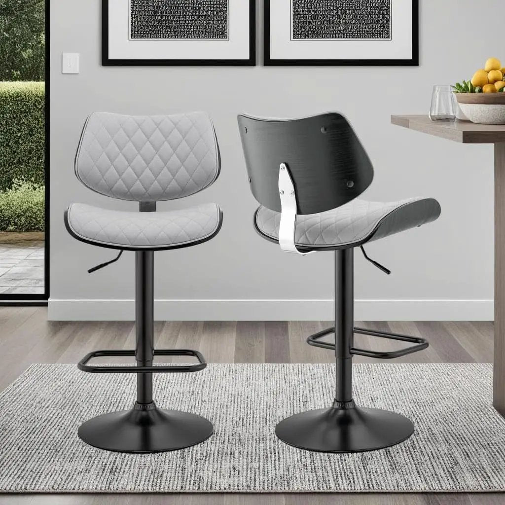Grey Faux Leather Swivel Bar Stool With Adjustable Height from PriceLows™