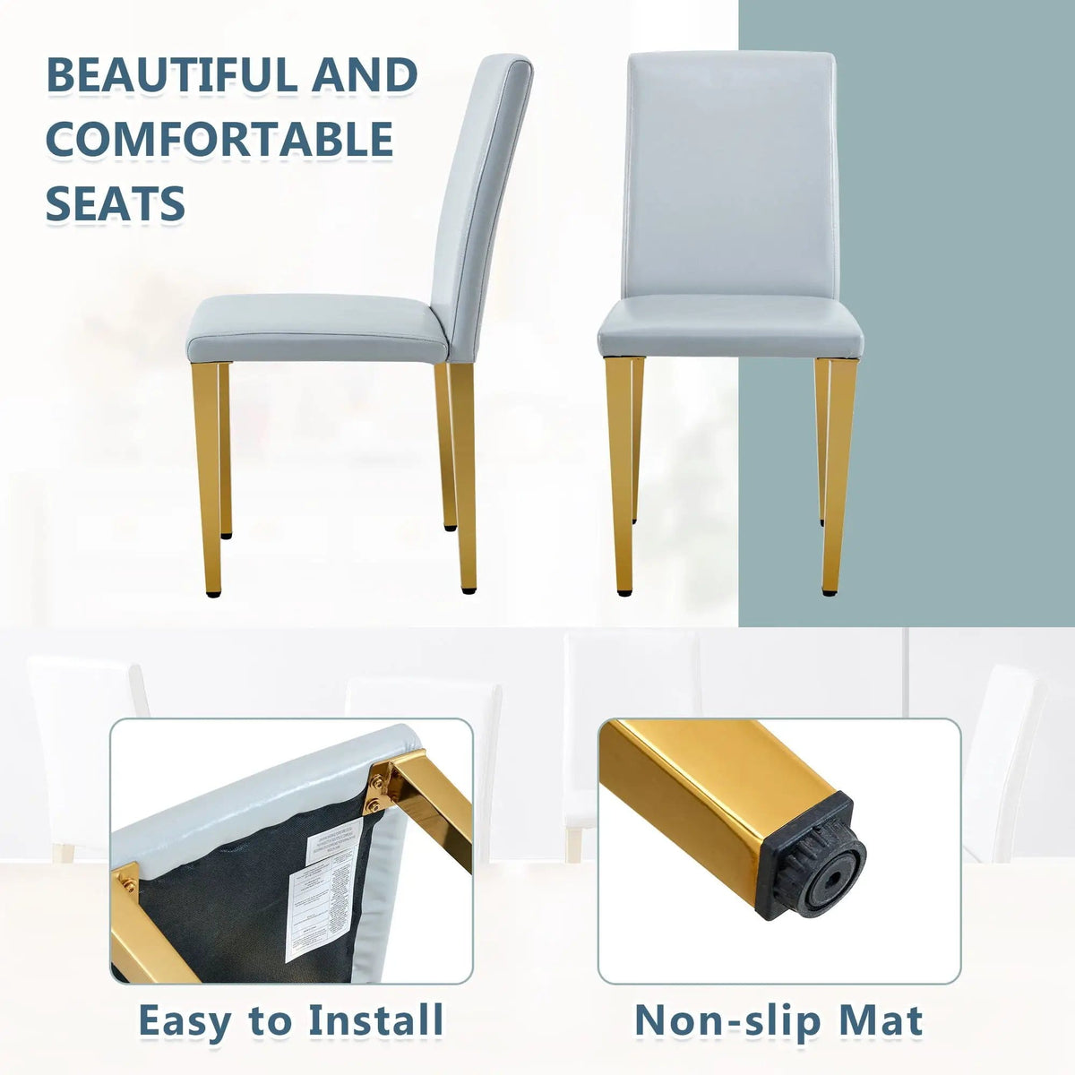 Modern Dining Chairs With Metal Legs Chair Set | 3 Pieces | Metal | Dining Room