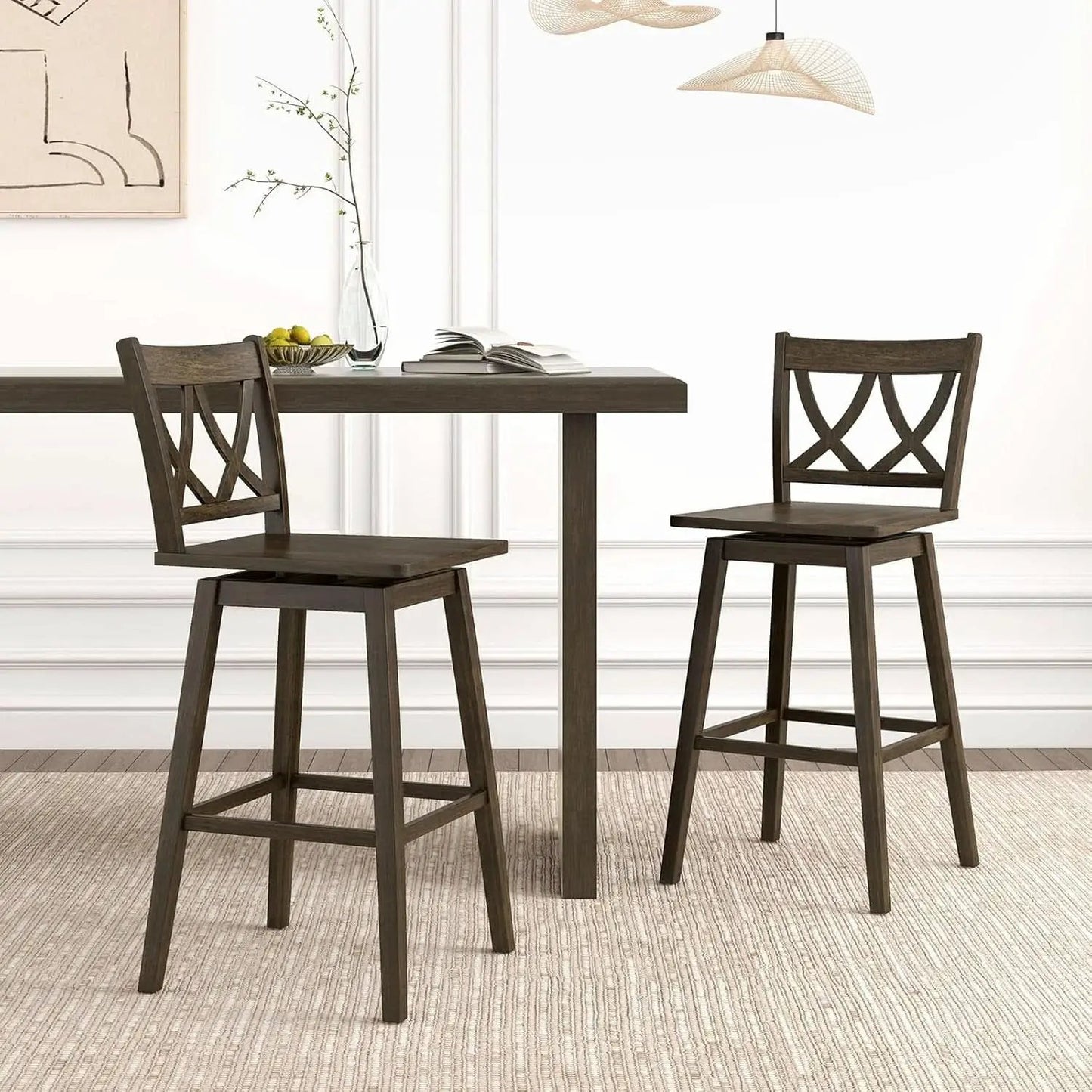 Swivel Wooden Bar Stools Set of Four Dark Grey from PriceLows™