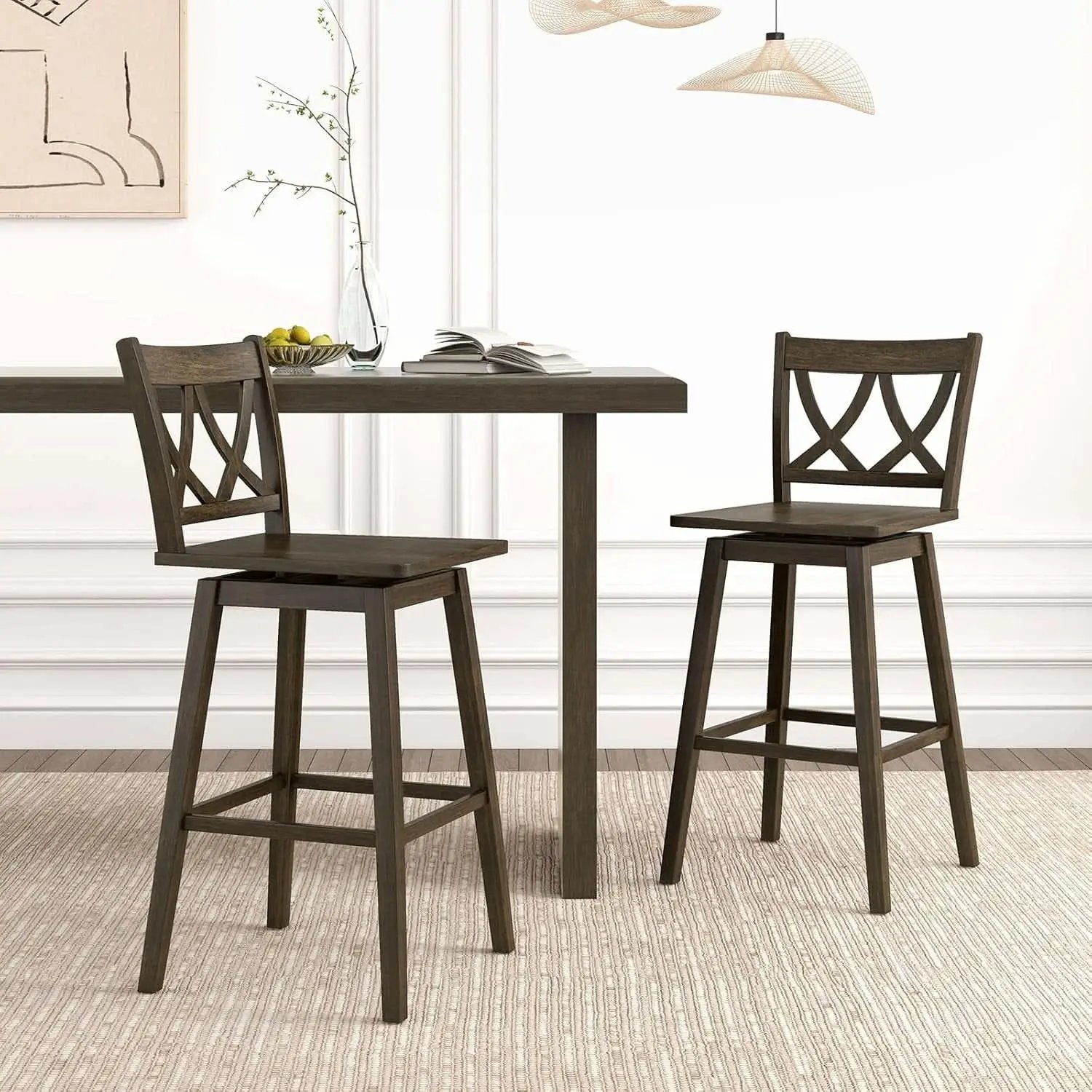 Swivel Wooden Bar Stools Set of Four Dark Grey from PriceLows™