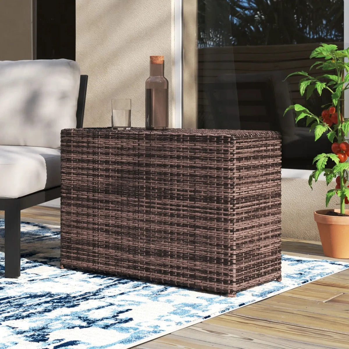 Outdoor Side Table | Slim Rectangular Frame | Powder Coated Finish | Porch And Patio Use