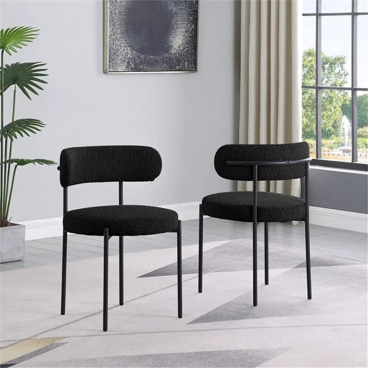 Upholstered Kitchen Chairs | Fabric Upholstery | Metal Legs | Set Of 2