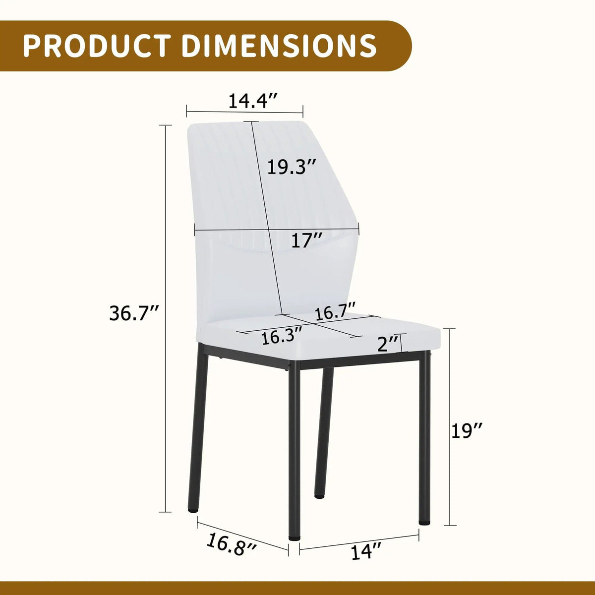 Ergonomic Simple Chair With Metal Leg Chair Set | 3 Pieces | Metal | Dining Room