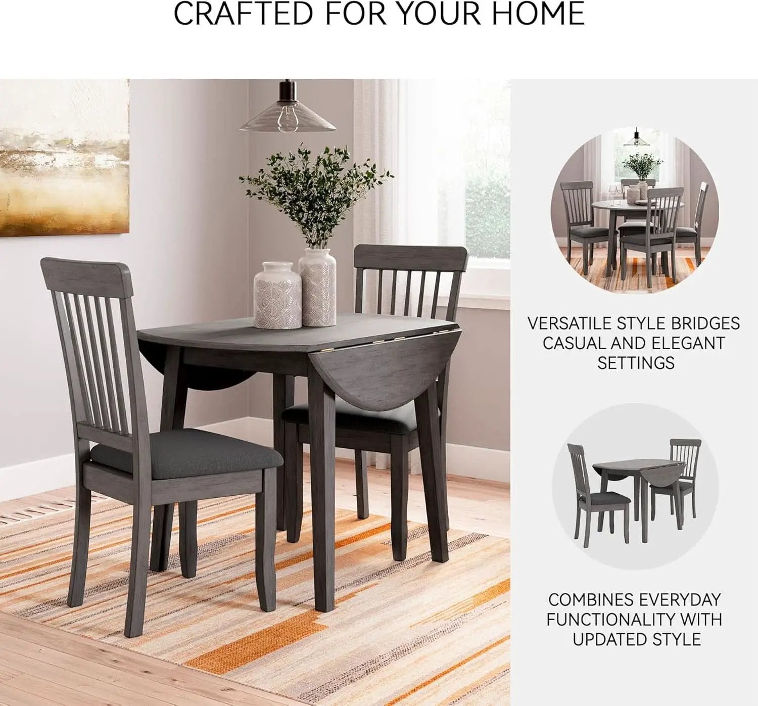Gray Drop Leaf Dining Table Seats Four With Two Leaves from PriceLows™