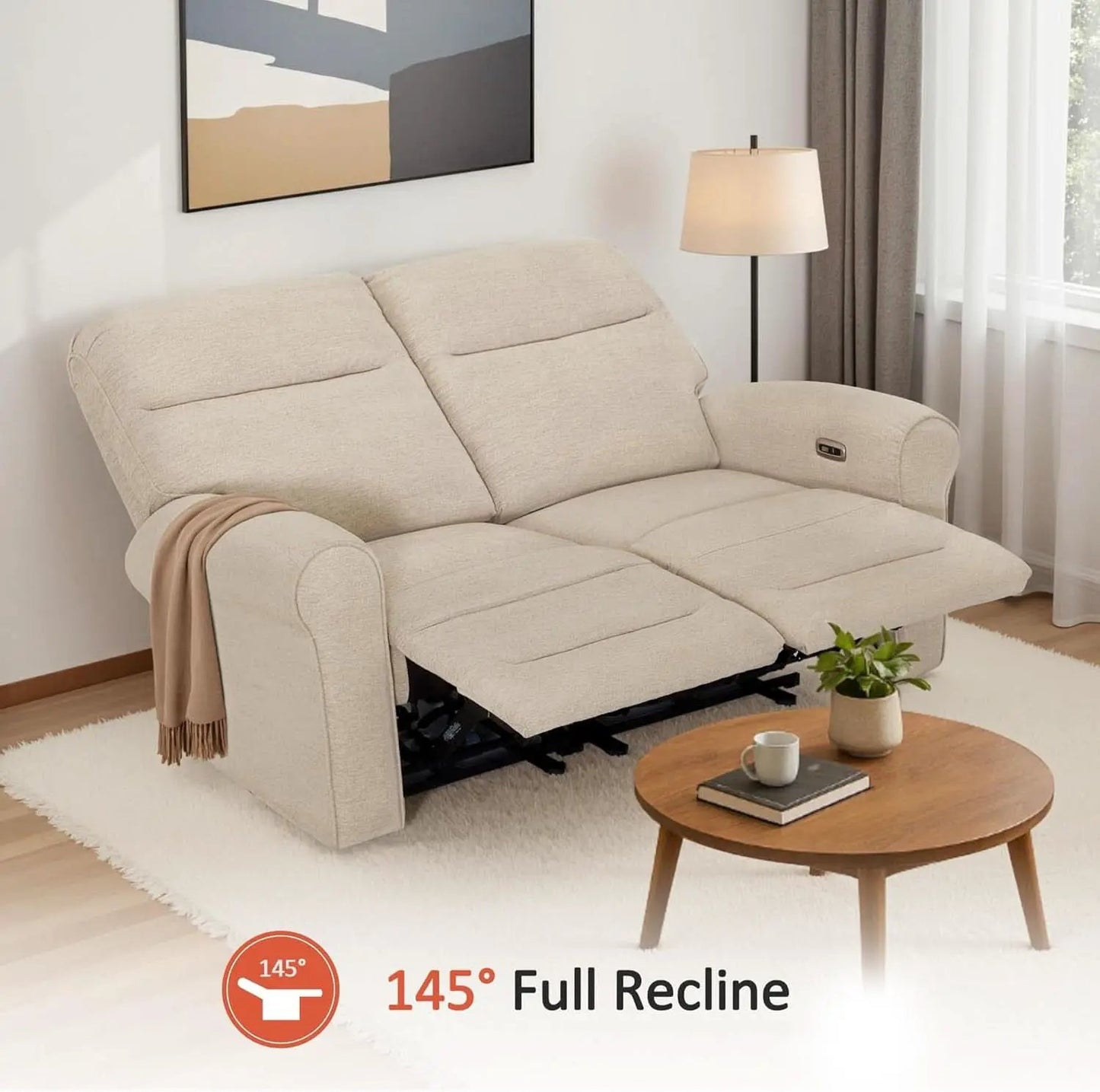 64.6 Inch Wall Hugging Auto Power Recline Loveseat from PriceLows™