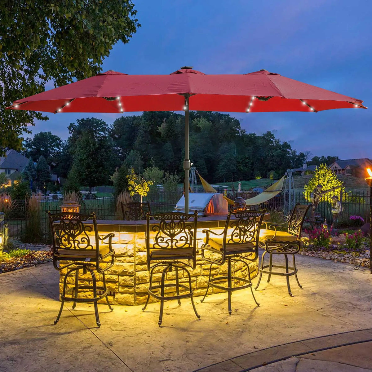 Outdoor Market Umbrella | 15FT Rectangular | Double Sided