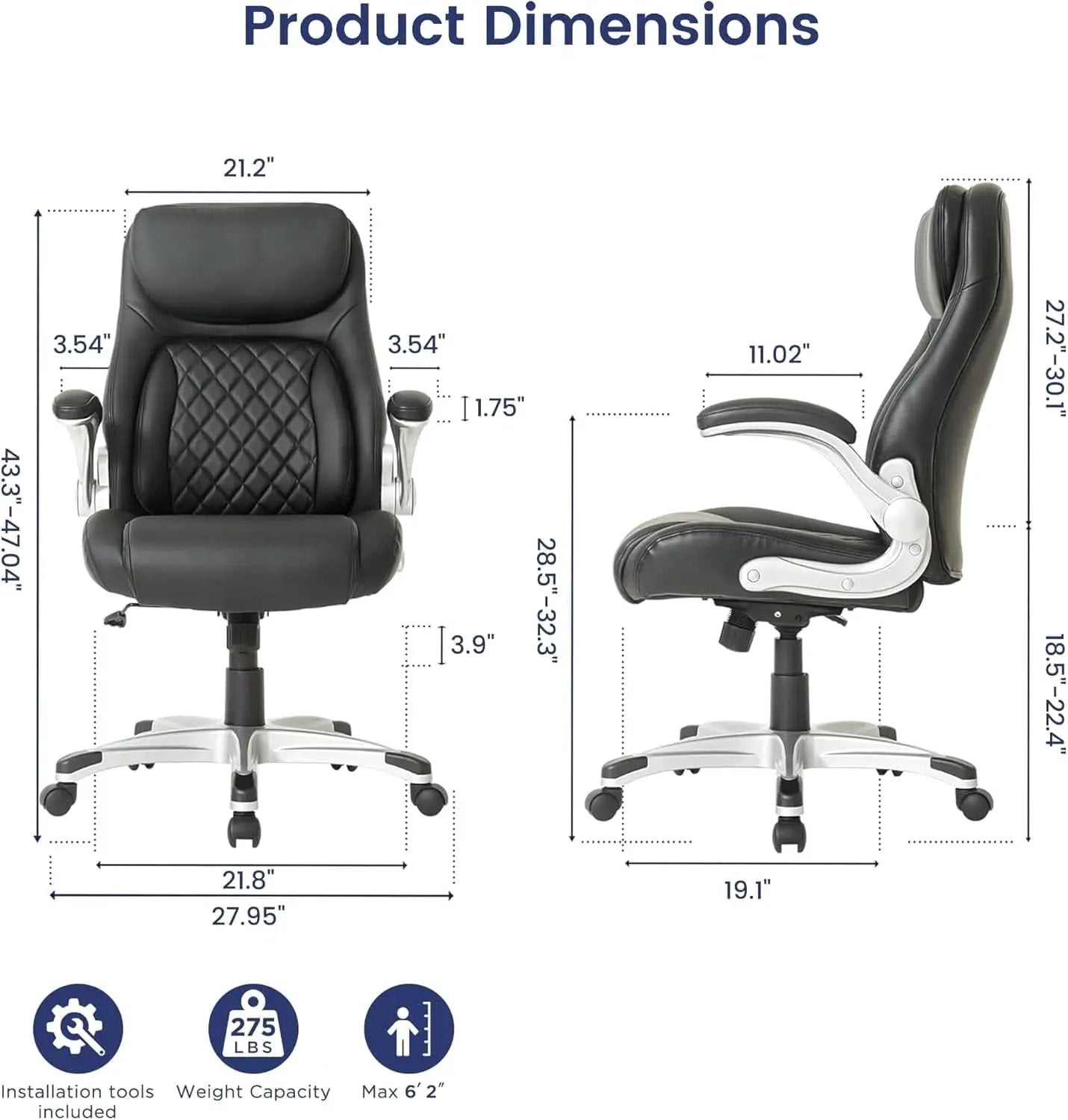 Ergonomic Office Chair With Adjustable Lumbar Support Black from PriceLows™