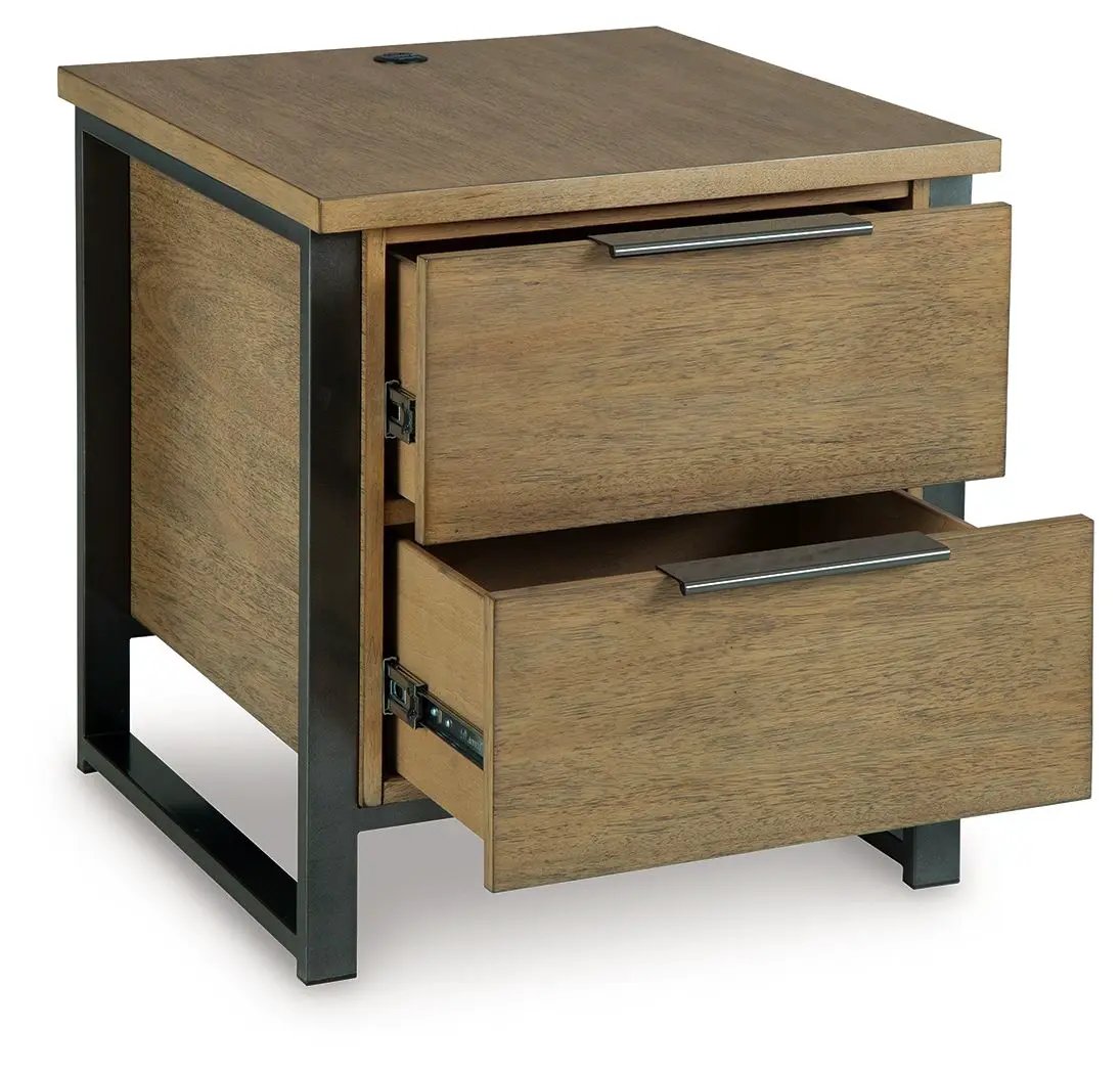 Montia Cocktail Table | Light Wood-Tone Finish | Contrasting Frame | Mixed-Material Look