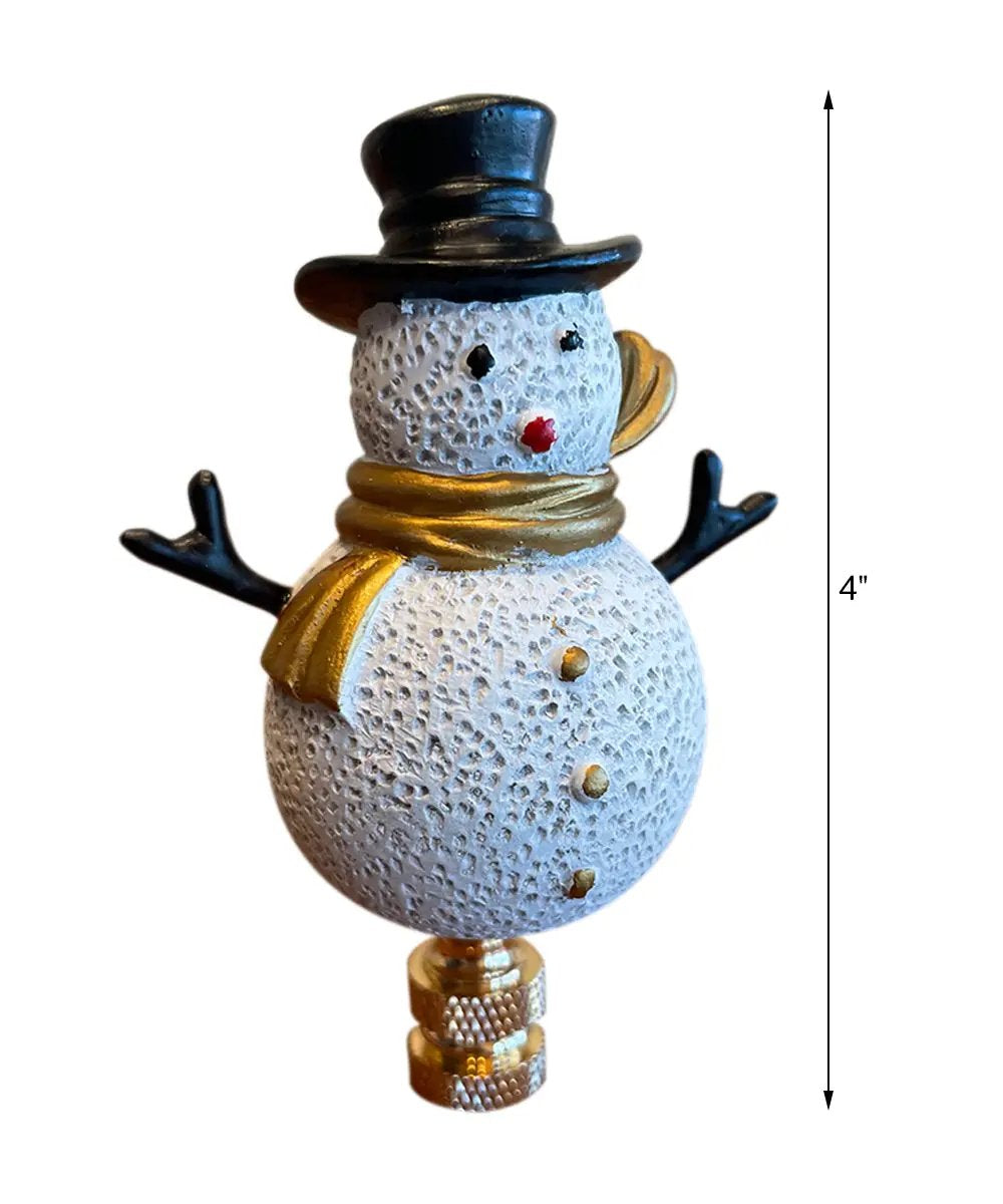 Lamp Finial | Christmas Snowman Theme | Silver Gold Finish | 3.7 Inch Size