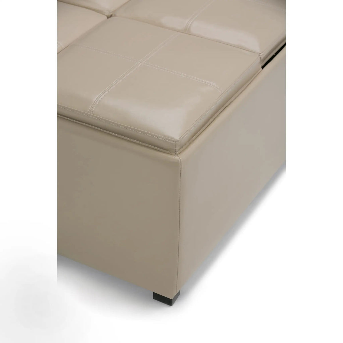 Avalon Square Storage Ottoman | Coffee Table Design | Four Flip Over Serving Trays | 35 Inch Width