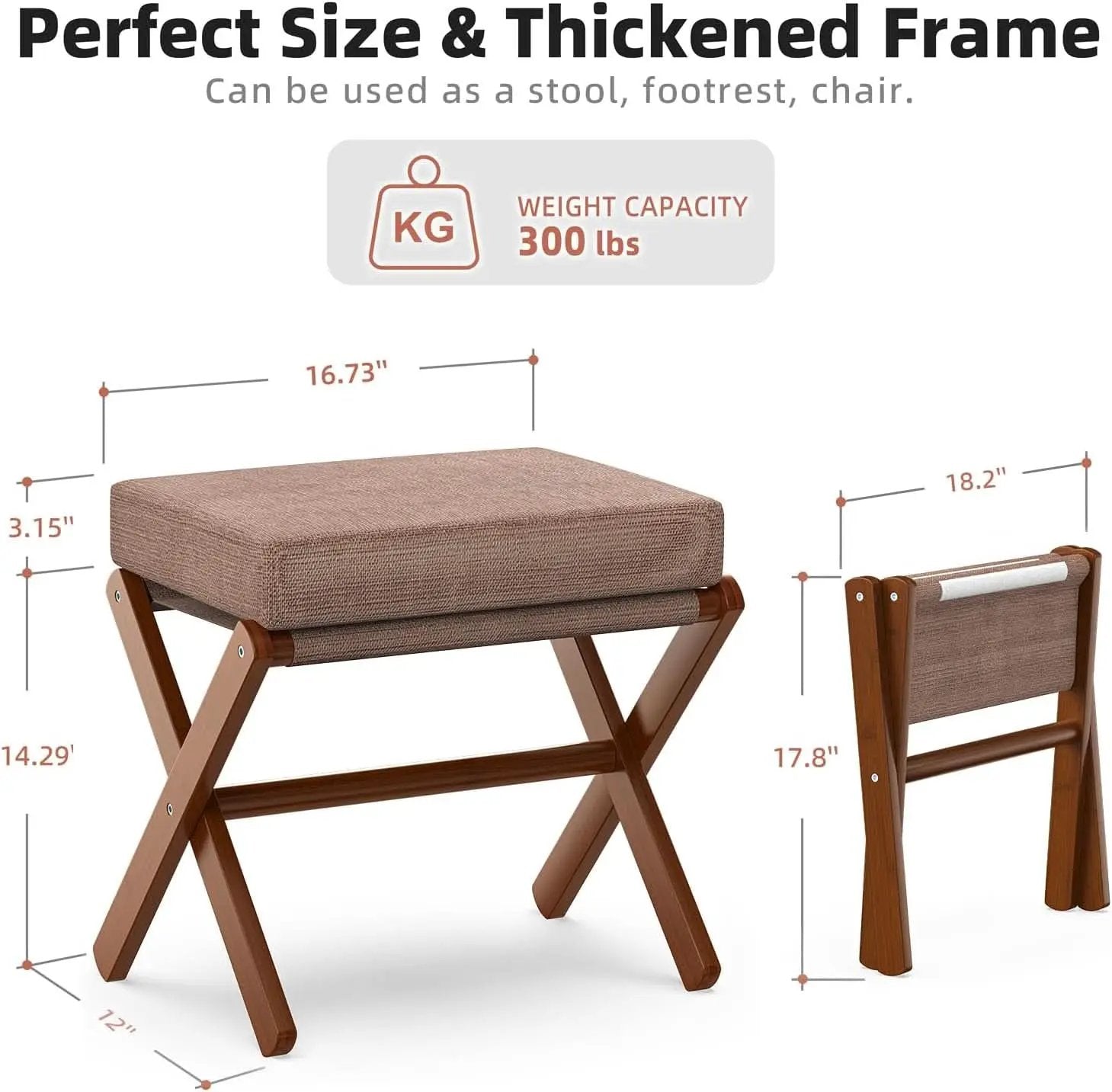 Espresso Brown Foldable Bamboo Footstool Dense Foam from PriceLows™