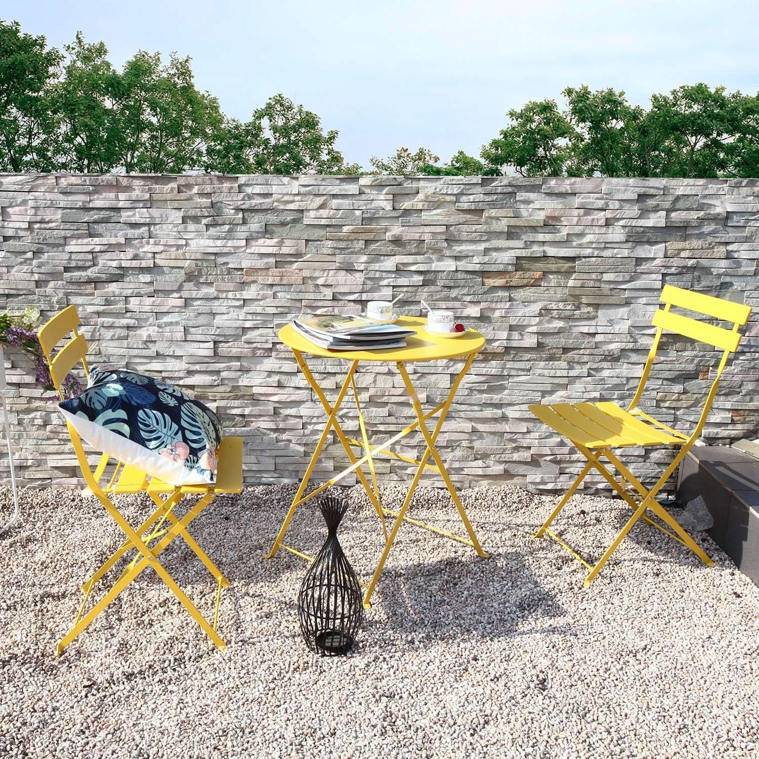 Weather-Resistant 3-Piece Folding Bistro Set for Outdoors from PriceLows™