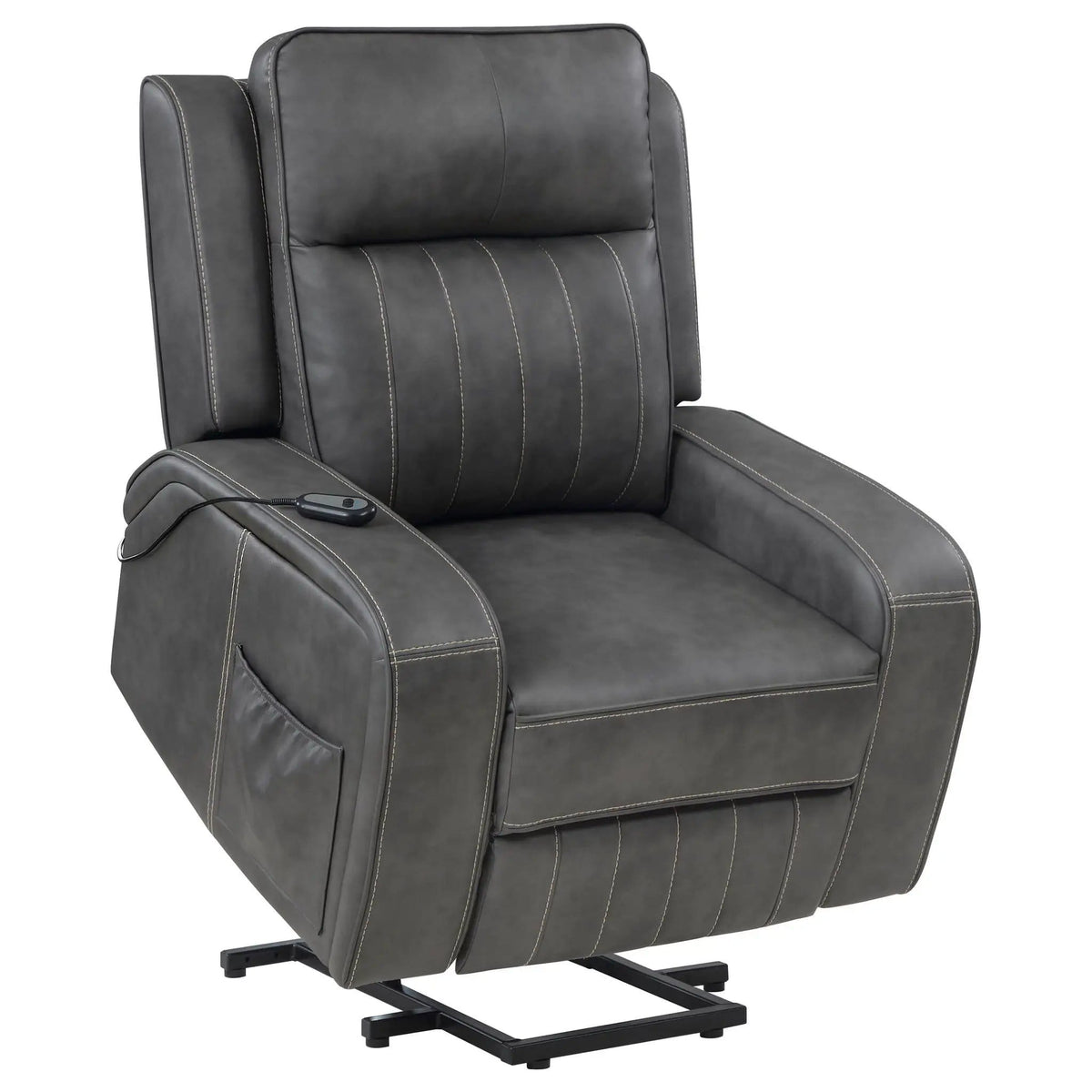 Mckinley Upholstered Power Lift Recliner Chair With Remote Control | 36.25 x 39 x 41.25 in | Metal & Plywood | Gray