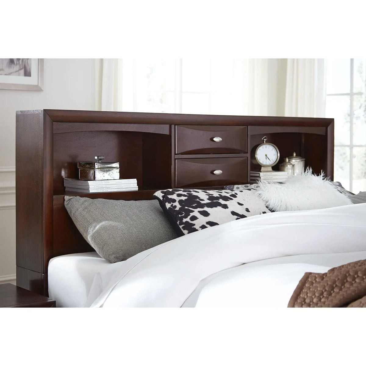 Lucille Storage Bed | Bookcase Headboard | Six Drawers | Fully Slatted Design