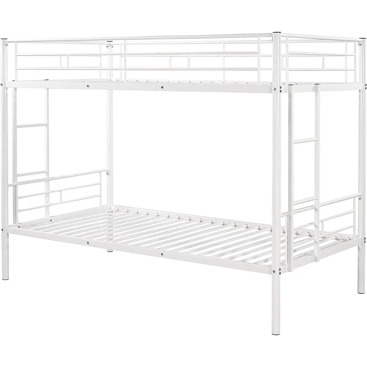 Twin Over Twin Metal Bunk Bed With 2 Ladders White from PriceLows™