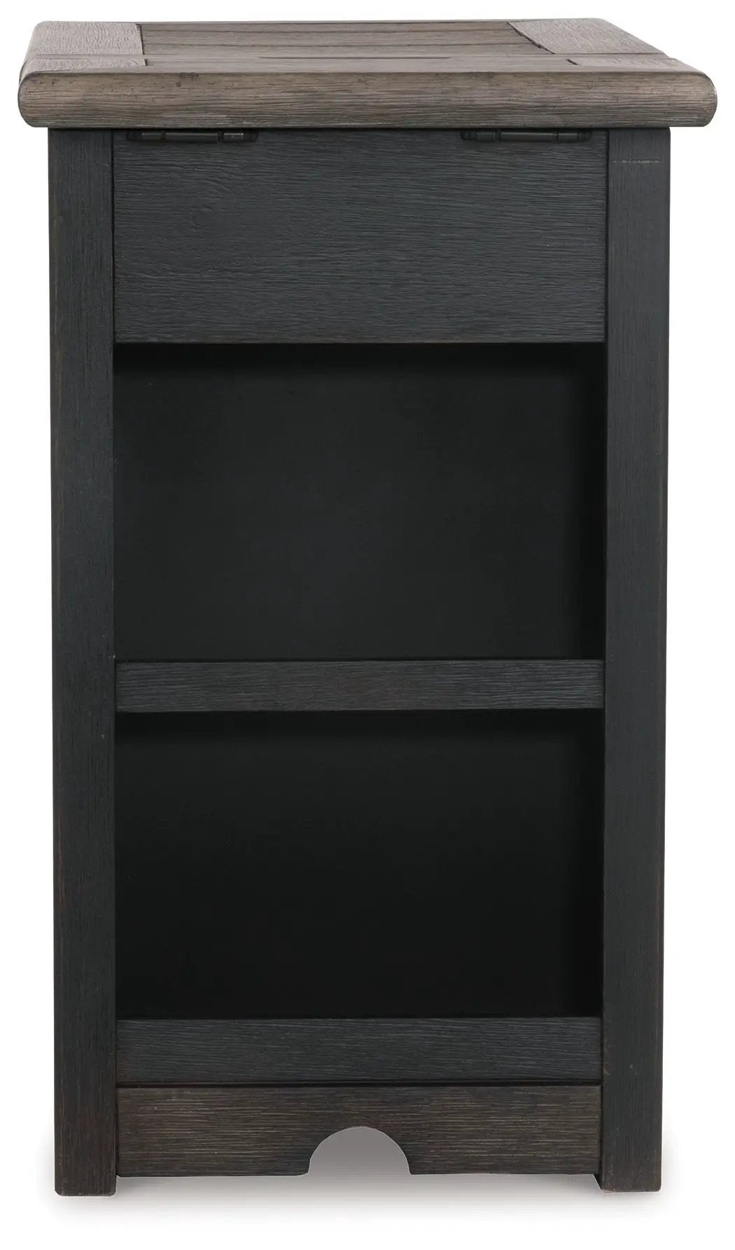 Tyler Creek Chairside End Table | Grayish Brown And Black | Pull Out Tray | Adjustable Shelf