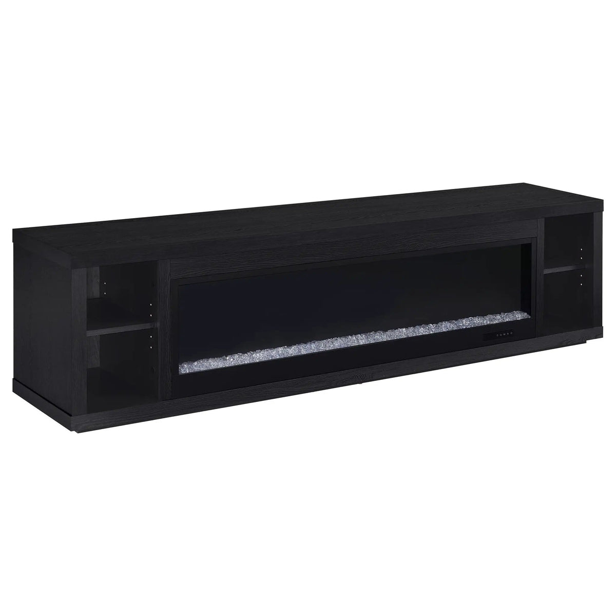 Deiter 79-inch TV Stand Fireplace Media Console | 78.75 x 15.5 x 20.75 in | Engineered Wood & Veneer | Black