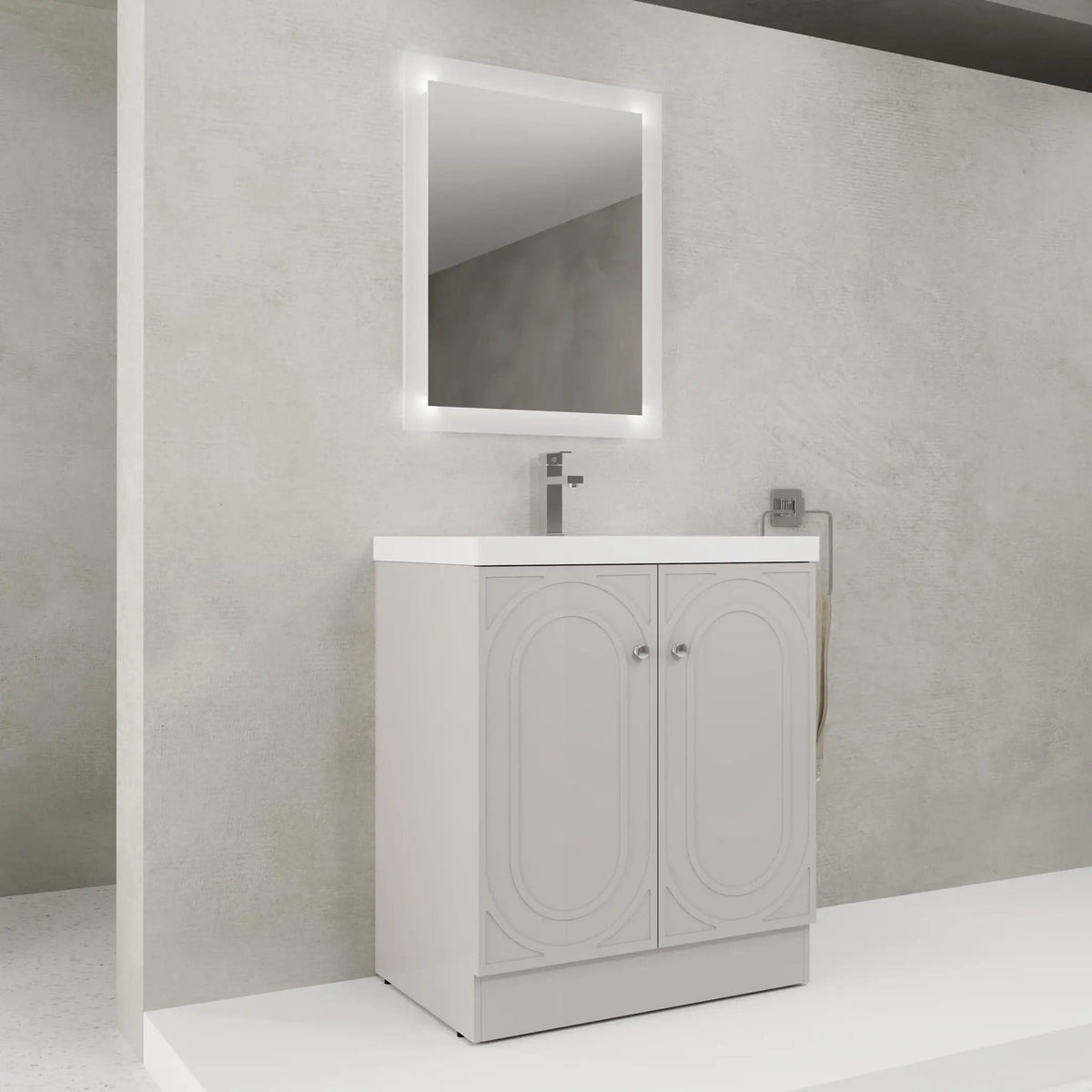 Contemporary Freestanding Bathroom Vanity With Resin Sink & Soft-Close Cabinet Doors | 7 Pieces | Stainless Steel & Plywood | Bathroom