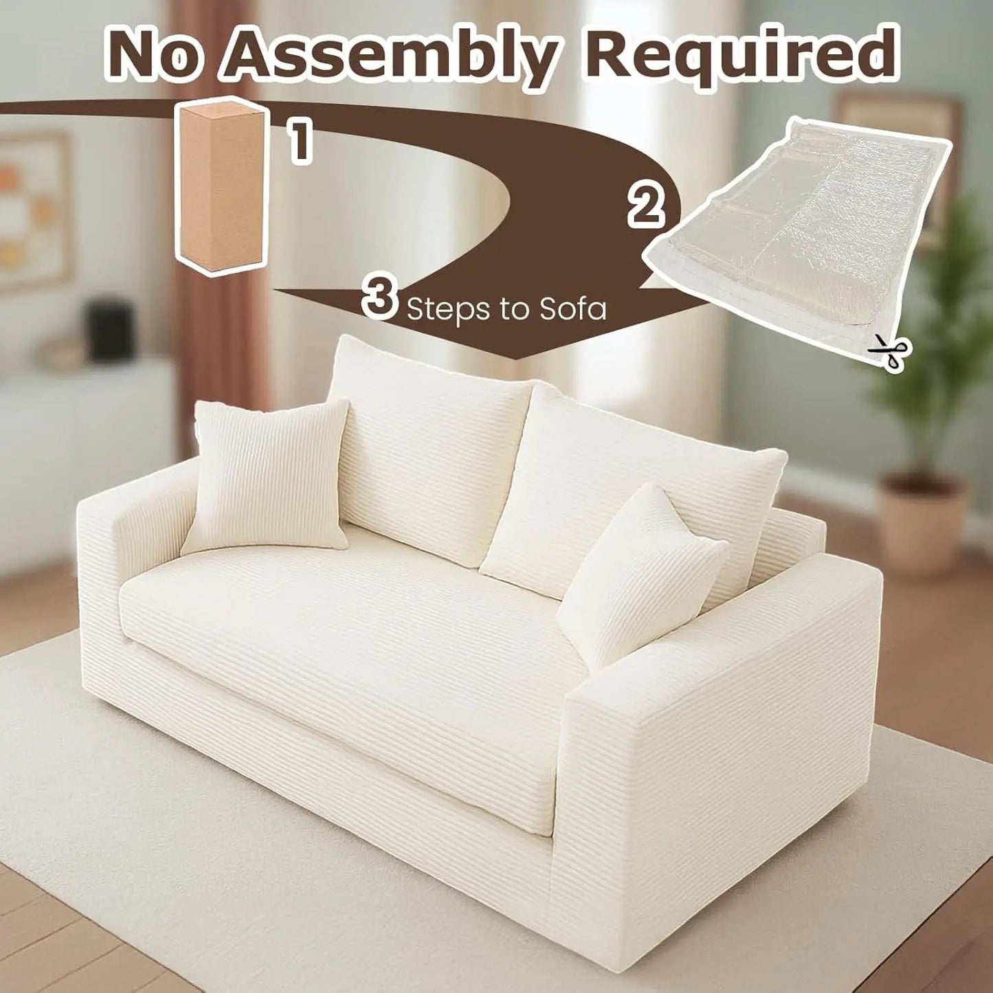 Corduroy Convertible Sofa Bed Three In One BeigeTone Sleeper from PriceLows™