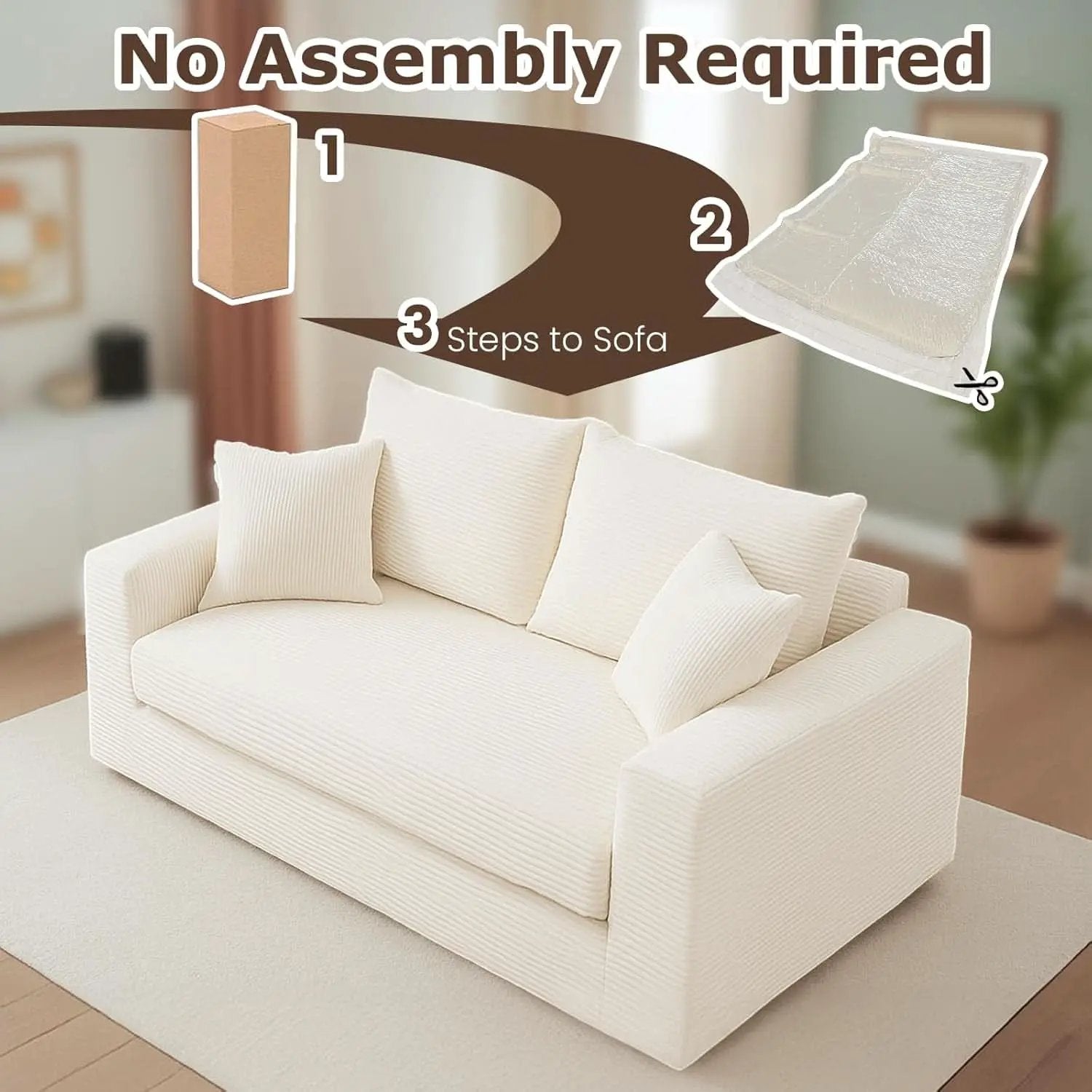 Corduroy Convertible Sofa Bed Three In One BeigeTone Sleeper from PriceLows™