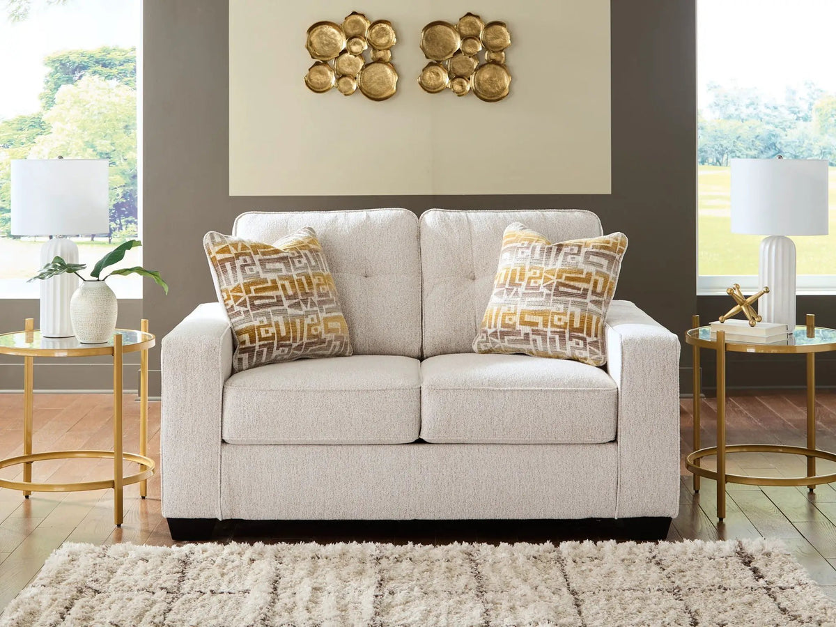 Loveseat | Track Arms | Transitional Style | Neutral Upholstery