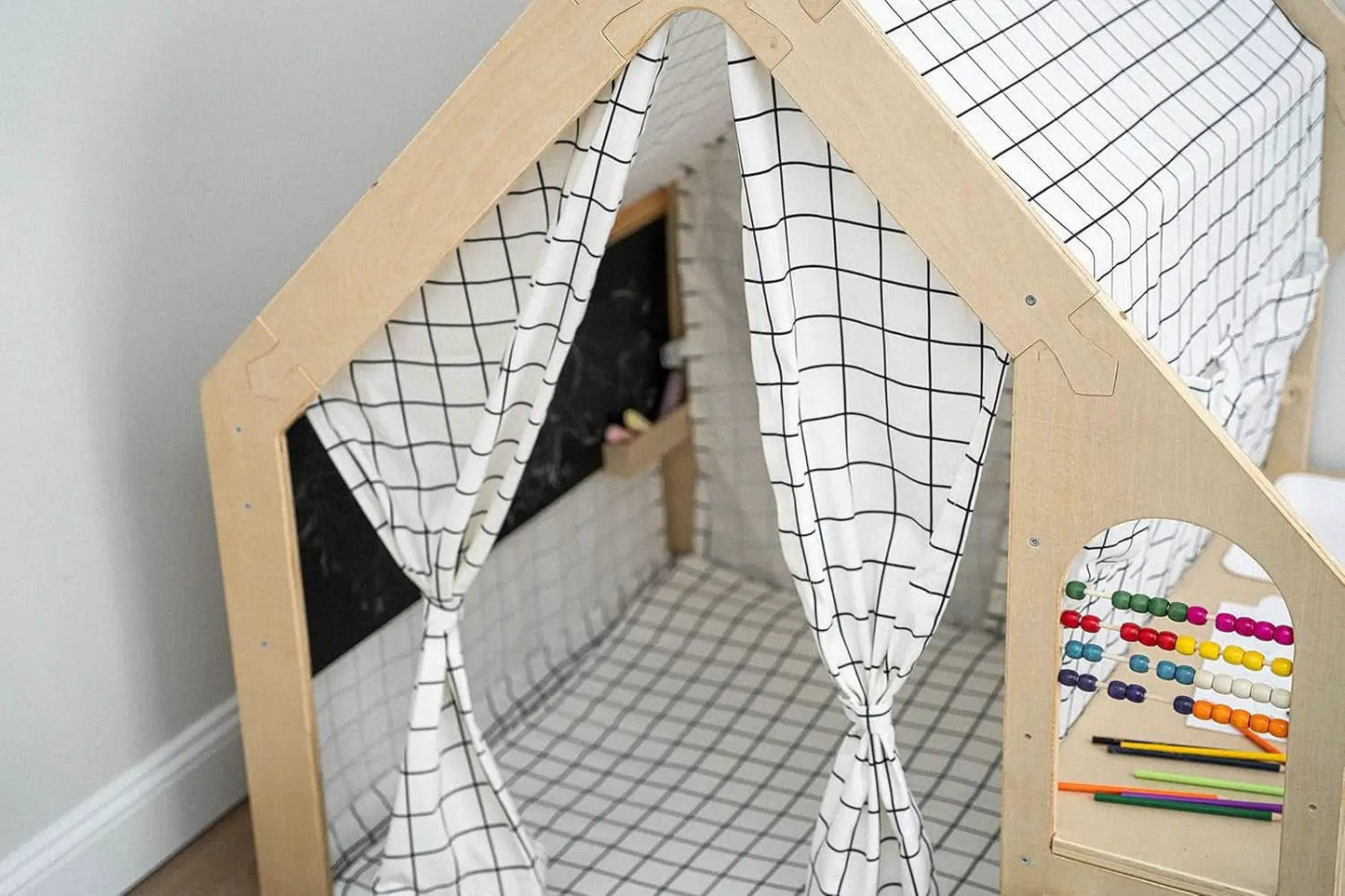 Wooden Montessori Style 5 In 1 Large Playhouse Windowpane from PriceLows™