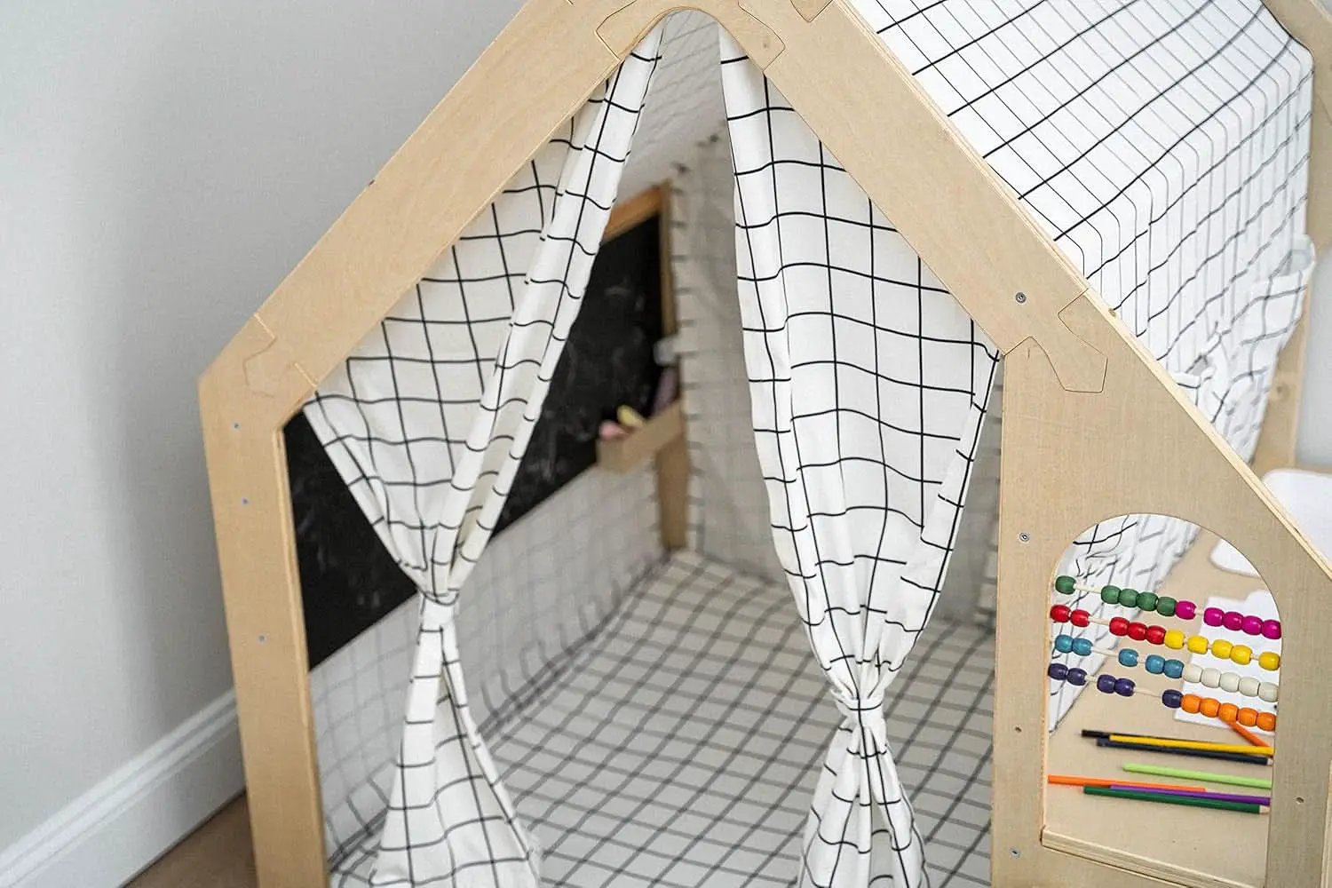 Wooden Montessori Style 5 In 1 Large Playhouse Windowpane from PriceLows™