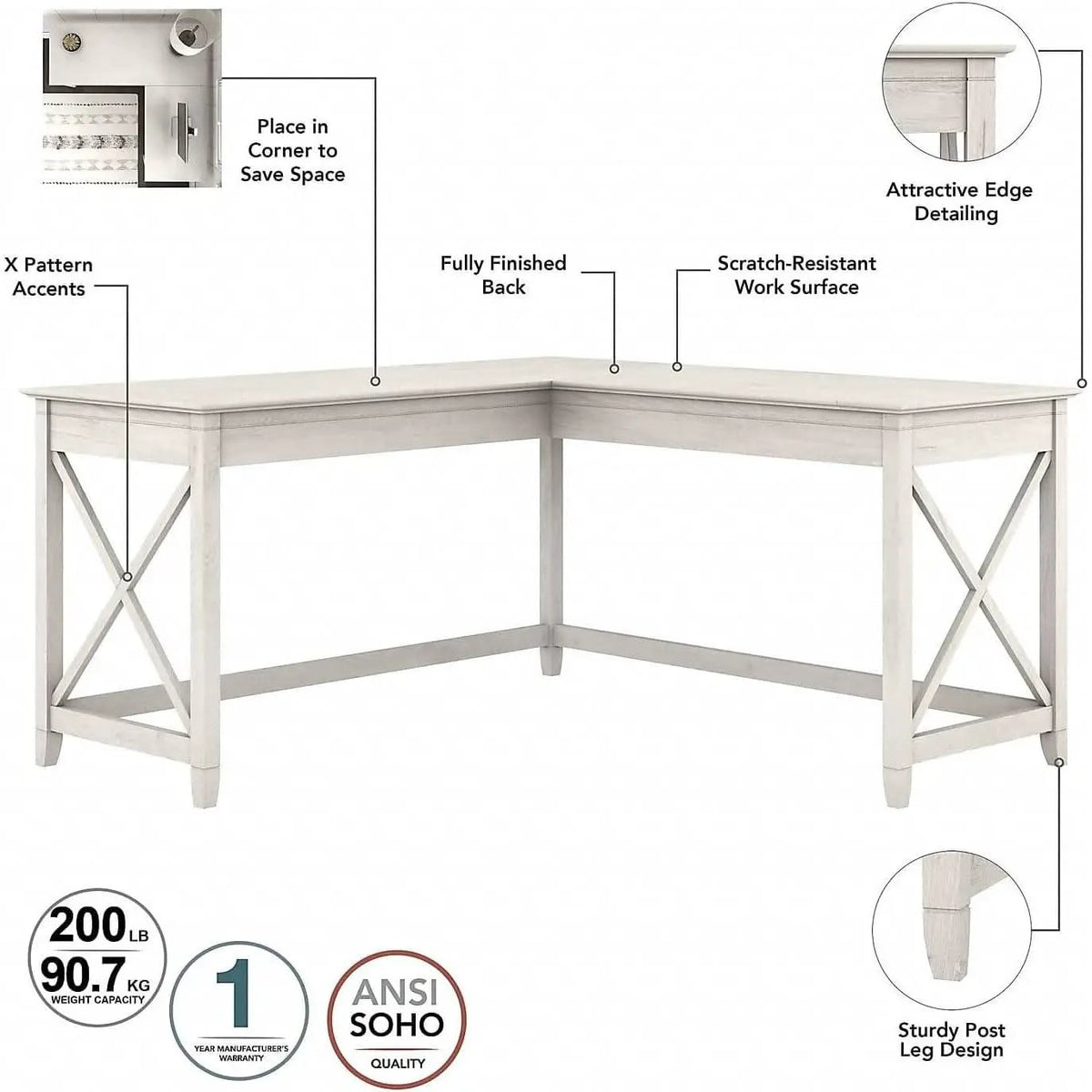 60W L Shaped Desk With Mobile File Cabinet For Home Office from PriceLows™